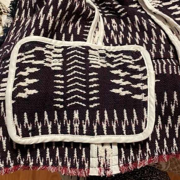 𝅺🌟host Pick🌟 IRO "Kerr" Double Fringed Cool Fish Design Open Jacket - Picture 7 of 8